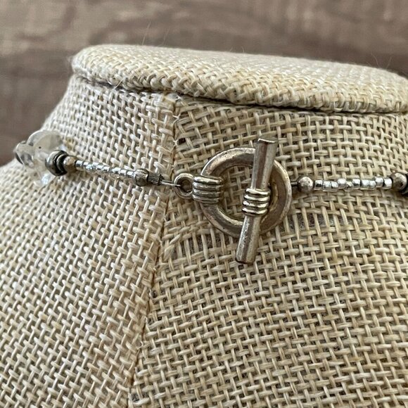 Genuine Rock Crystal Arrowhead Pendant Beaded Necklace Toggle Clasp 18" Length - Picture 6 of 6